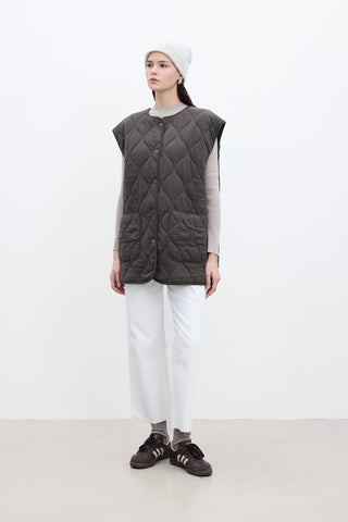 Quilted Pocketed Vest Brown