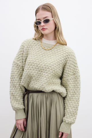 Patterned Knit Sweater Soft Green