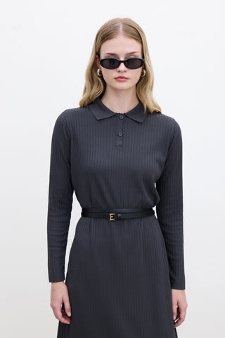 Collared Knit Dress Anthracite