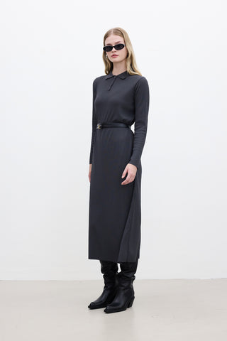 Collared Knit Dress Anthracite