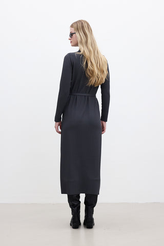 Collared Knit Dress Anthracite