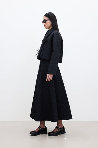 Geniş Kapitone Etek Siyah