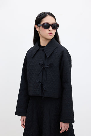 Quilted Belted Short Jacket Black