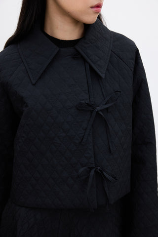 Quilted Belted Short Jacket Black