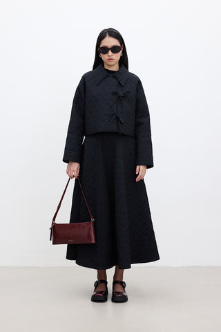 Quilted Belted Short Jacket Black