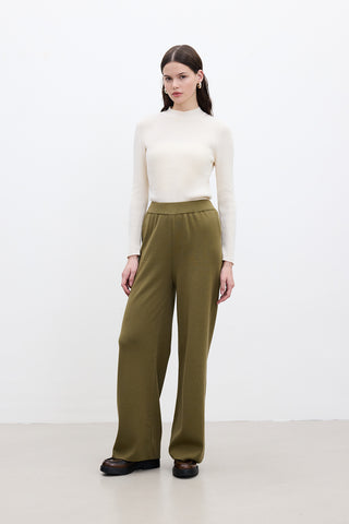 Straight Leg Knit Pants Green