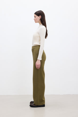 Straight Leg Knit Pants Green