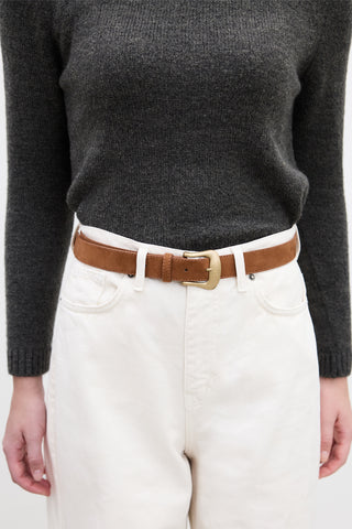 Suede Faux Leather Buckle Belt Camel