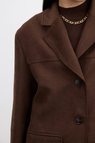 Classic Faux Suede Jacket Brown