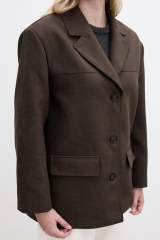 Classic Faux Suede Jacket Dark Khaki