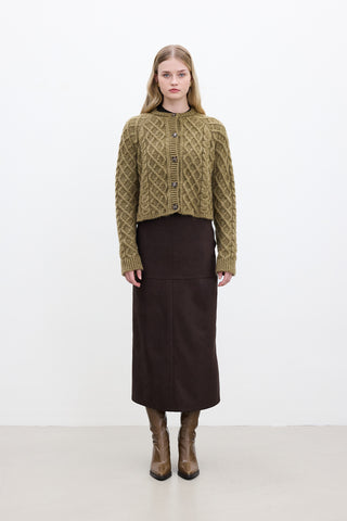 Faux Leather Skirt Dark Brown