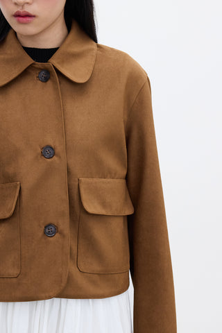 Faux Suede Short Jacket Camel