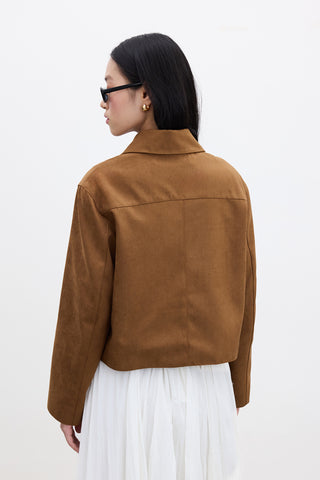 Faux Suede Short Jacket Camel