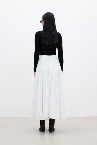 Pleated Maxi Skirt Ecru