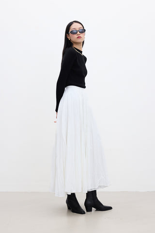 Pleated Maxi Skirt Ecru