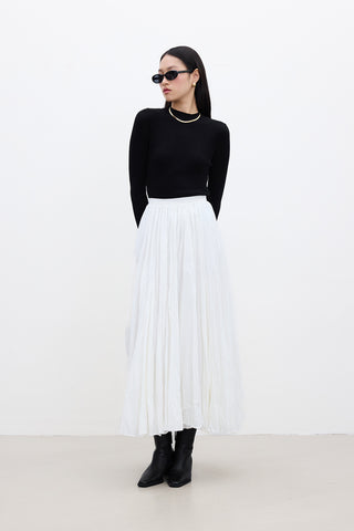 Pleated Maxi Skirt Ecru