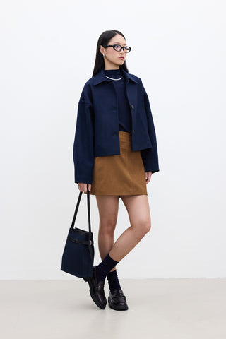 Dori Short Cachet Coat Navy Blue
