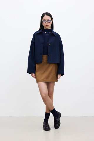 Dori Short Cachet Coat Navy Blue