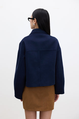 Dori Short Cachet Coat Navy Blue