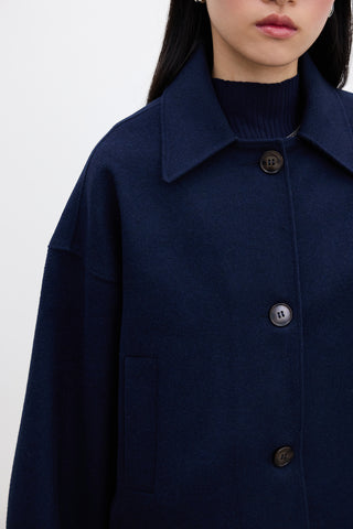 Dori Short Cachet Coat Navy Blue