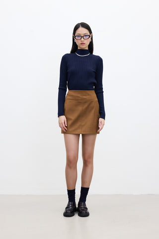 Faux Leather Mini Skirt Camel