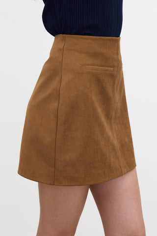 Faux Leather Mini Skirt Camel