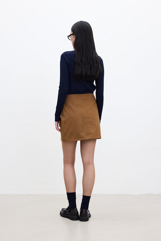 Faux Leather Mini Skirt Camel