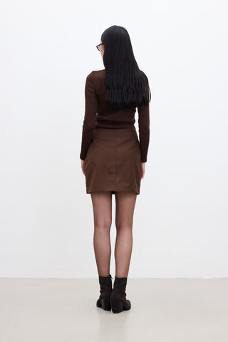 Faux Leather Mini Skirt Brown