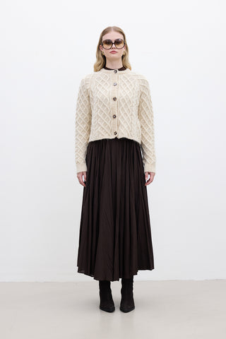 Cable-Knit Cardigan Beige