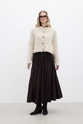 Cable-Knit Cardigan Beige