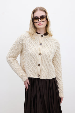 Cable-Knit Cardigan Beige