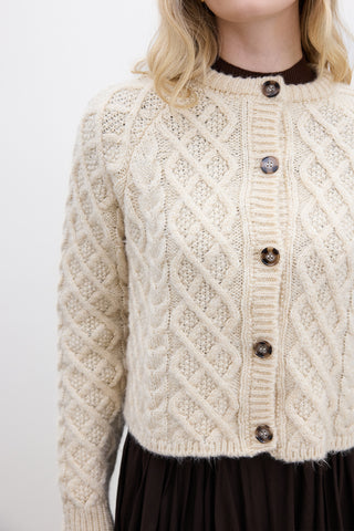 Cable-Knit Cardigan Beige
