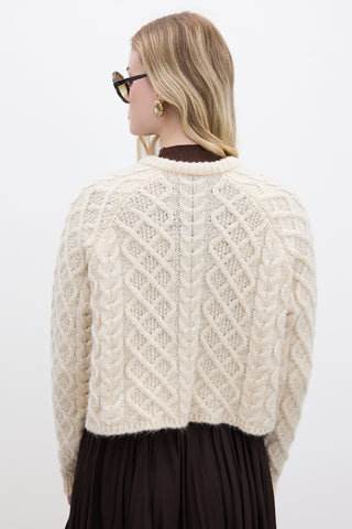 Cable-Knit Cardigan Beige