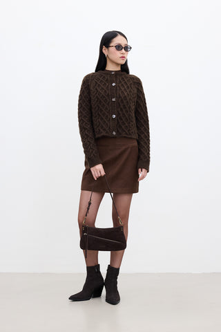 Cable-Knit Cardigan Brown