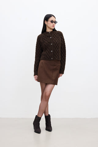 Cable-Knit Cardigan Brown