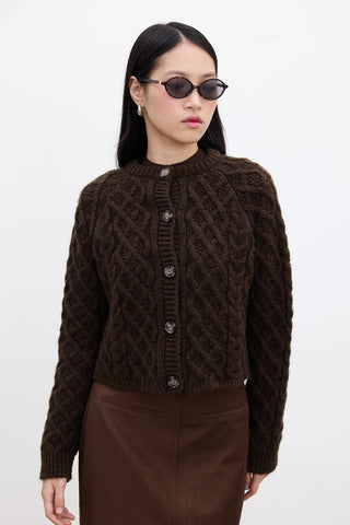 Cable-Knit Cardigan Brown