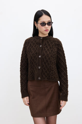 Cable-Knit Cardigan Brown