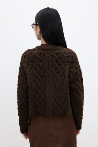 Cable-Knit Cardigan Brown