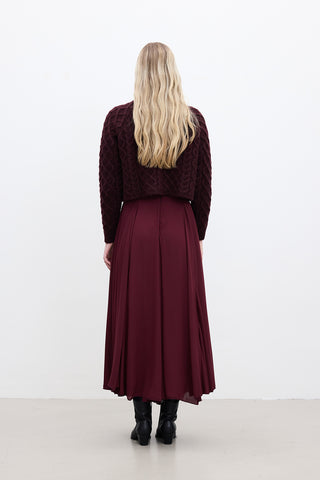 Ruffled Wide Skirt Burgundy