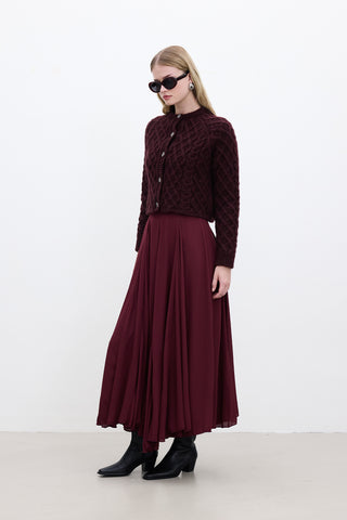 Ruffled Wide Skirt Burgundy