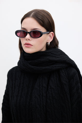 Cable-Knit Scarf Black