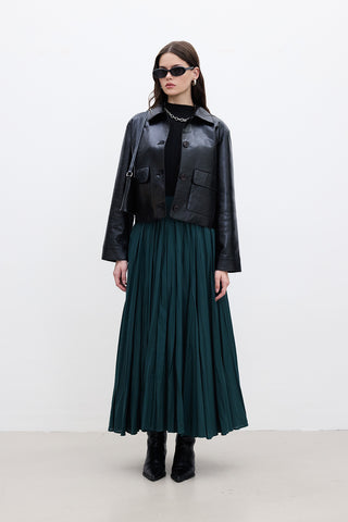 Pleated Maxi Skirt Green