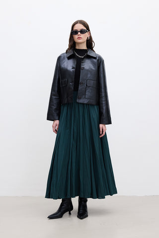 Pleated Maxi Skirt Green