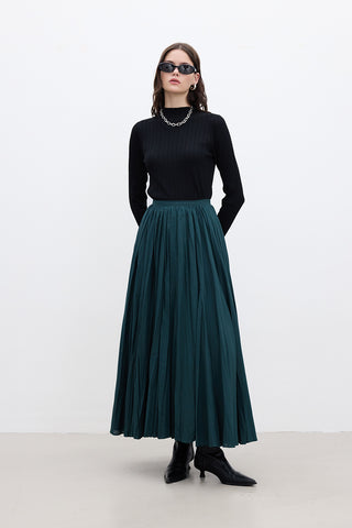 Pleated Maxi Skirt Green