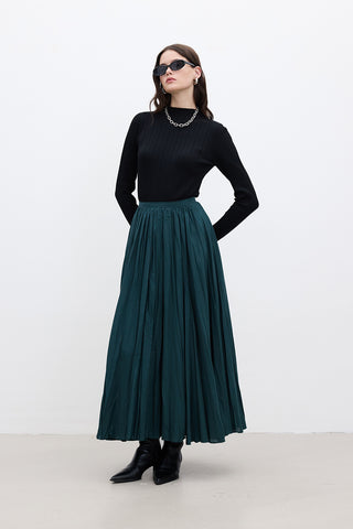 Pleated Maxi Skirt Green