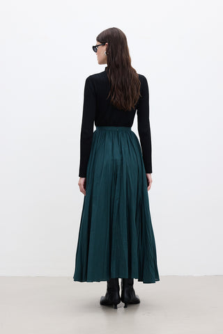 Pleated Maxi Skirt Green