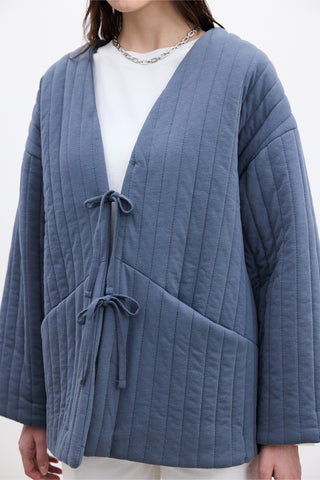 Quilted Belted Jacket Indigo