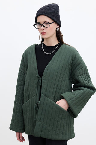 Quilted Belted Jacket Green