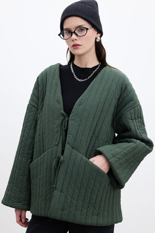 Quilted Belted Jacket Green