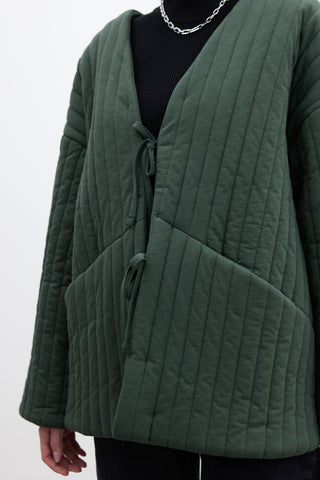 Quilted Belted Jacket Green